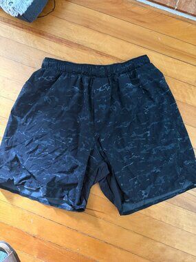 Lululemon Training Shorts, Black Tonal Camo Print Medium